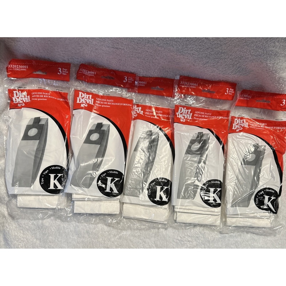 21 BAGS Genuine Parts Dirt‎ Devil TYPE K Upright Stick Vacuum Bags 3320230001